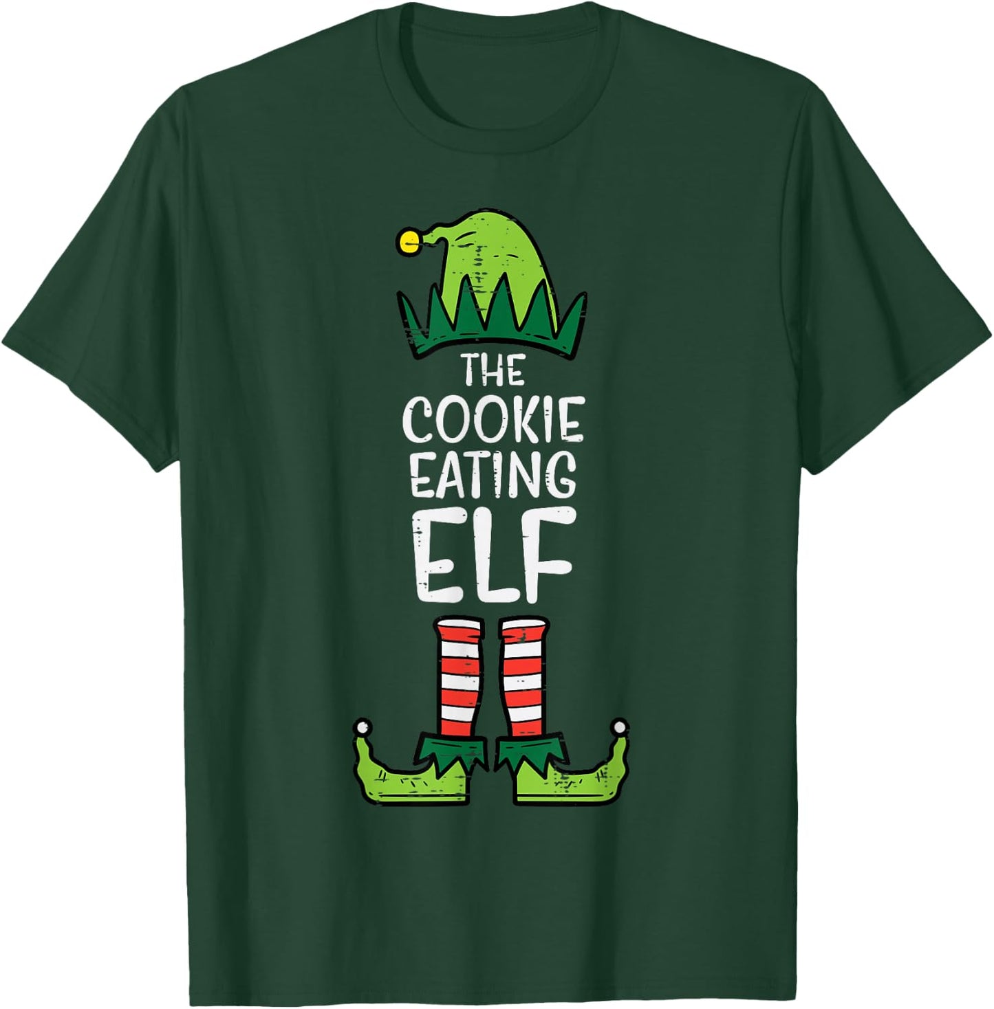 Cookie Eating Elf Xmas Christmas Family Dad Kids T-Shirt - T-Shirt | Forest