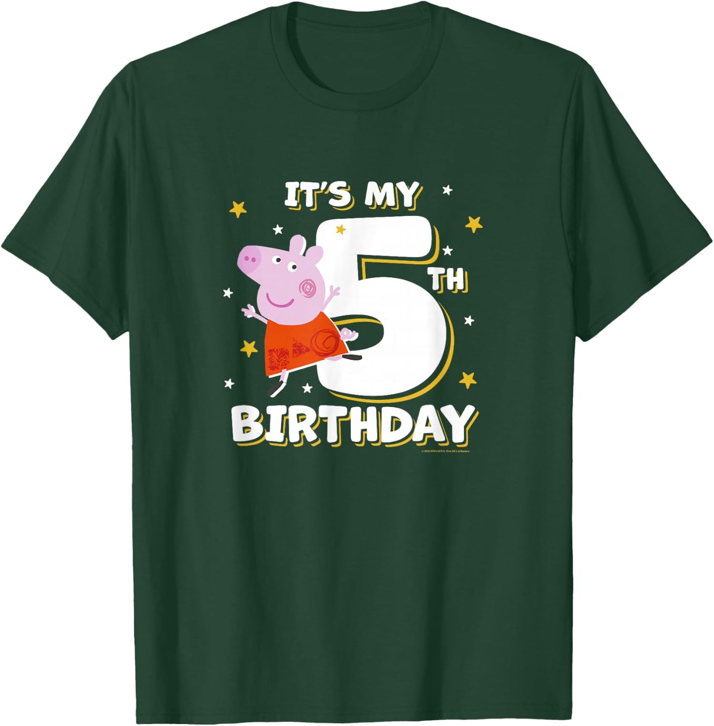 Peppa Pig It's My 5th Birthday Holiday Stars Celebration T-Shirt - T-Shirt | Forest