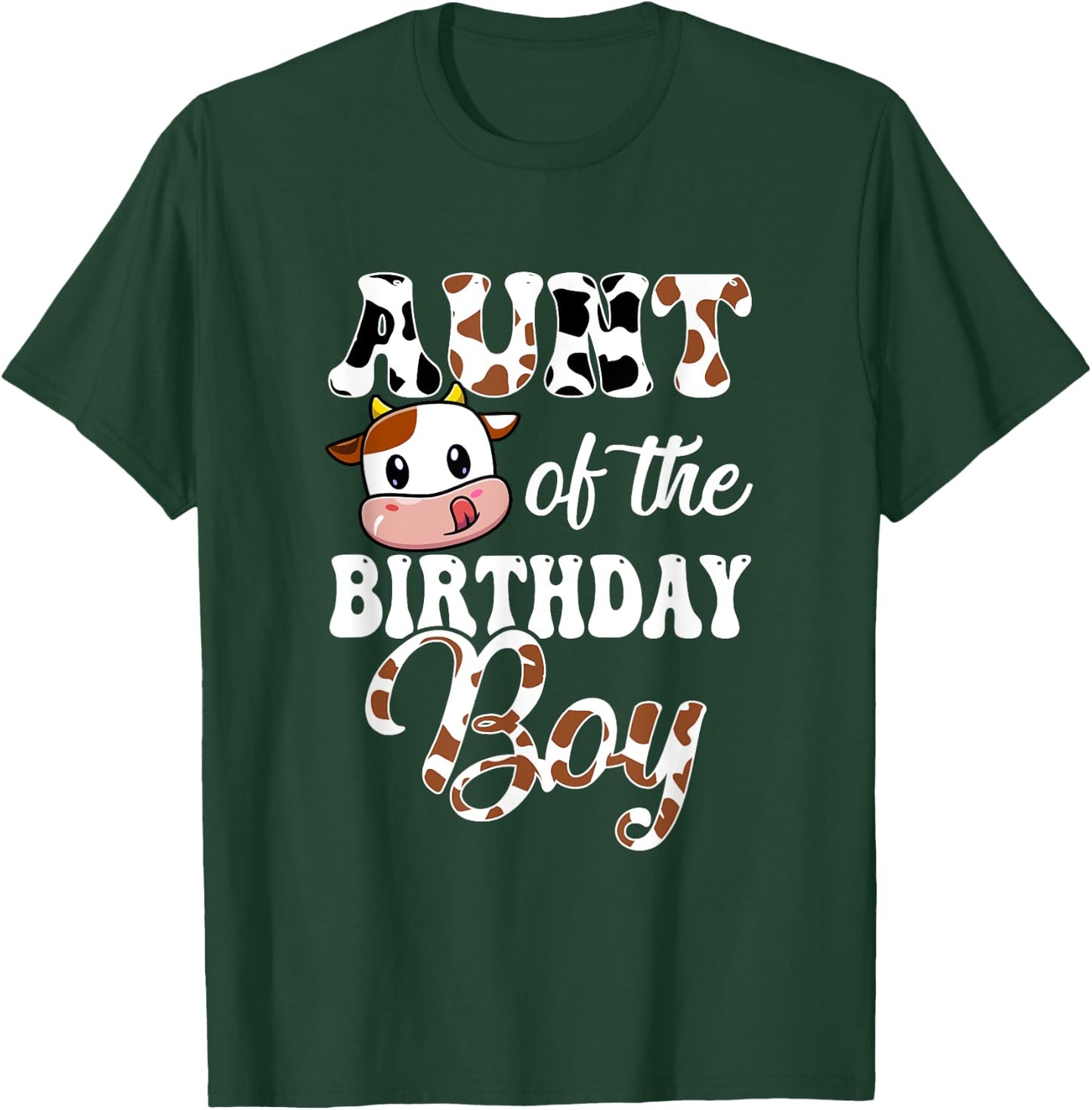 Aunt Of The Birthday Boy Cow Farm 1St Birthday Boy T-Shirt - T-Shirt | Forest