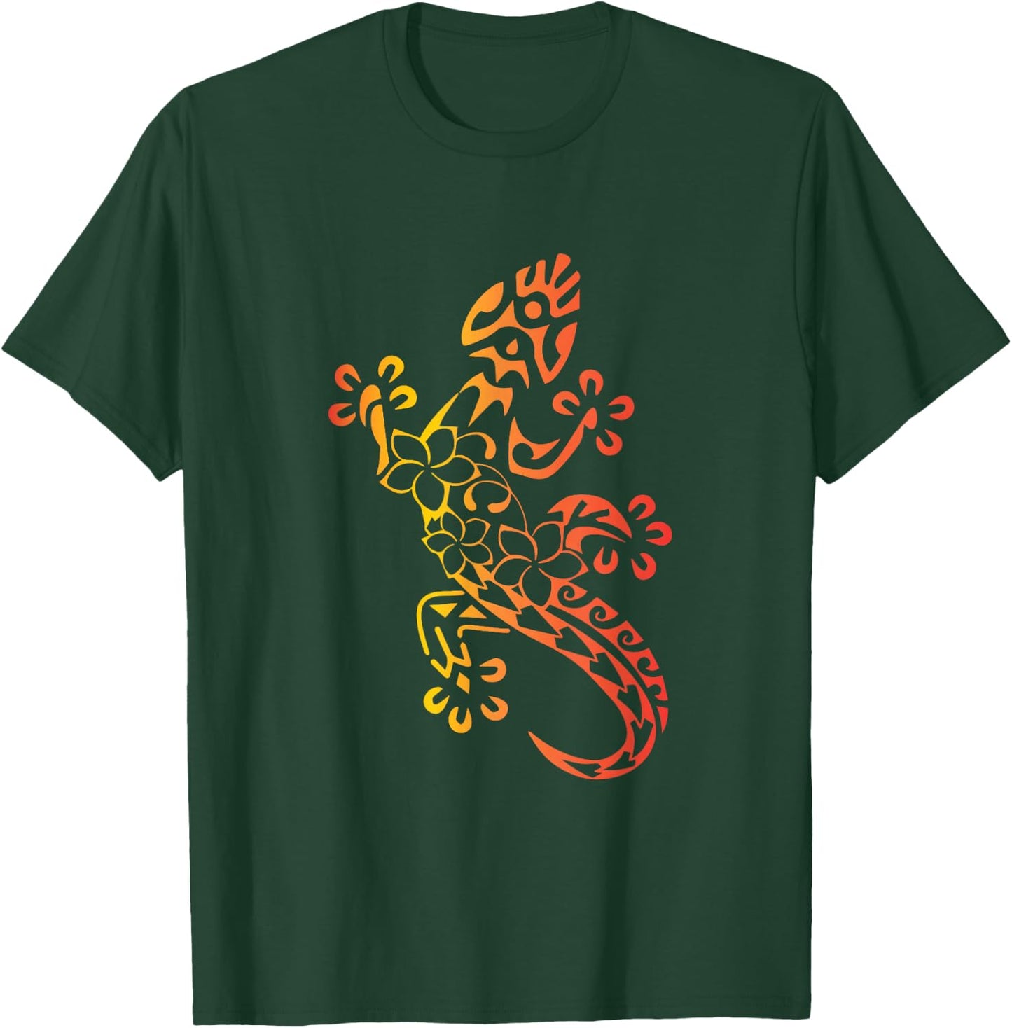 Hawaii Tribal Gecko Lizard Hawaiian Gecko Lover T-Shirt - T-Shirt | Forest
