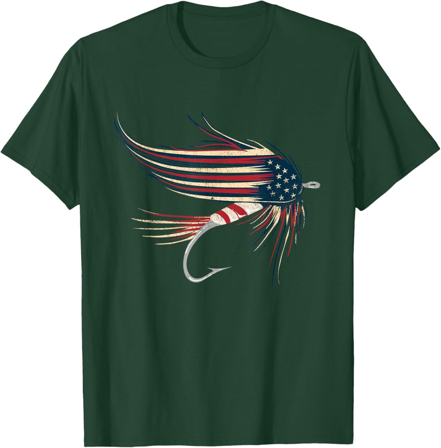 American Flag Salmon Fly Kids Men T-Shirt - T-Shirt | Forest