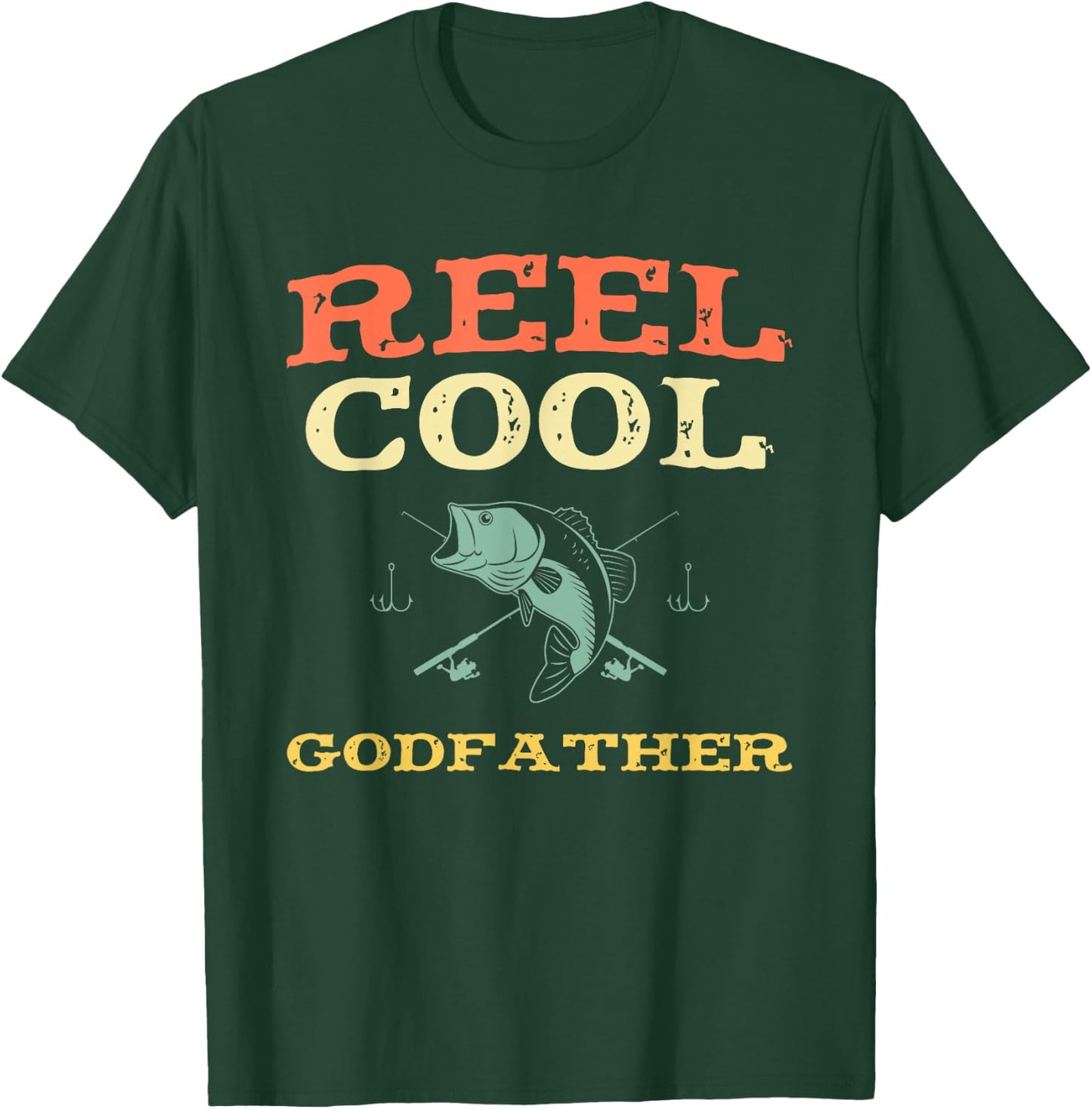 Reel Cool Godfather Fishing Fisherman Funny Vintage T-Shirt - T-Shirt | Forest