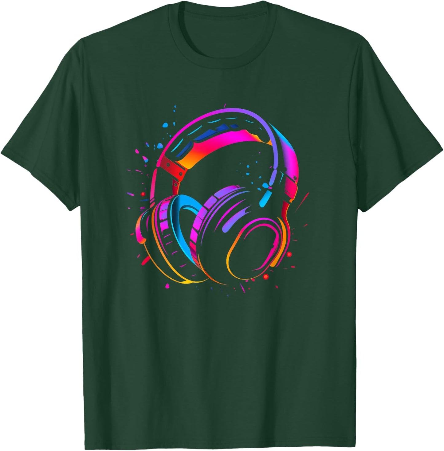 80s Style DJ Headphones Disc Jockey Nightclub , Black, S T-Shirt - T-Shirt | Forest