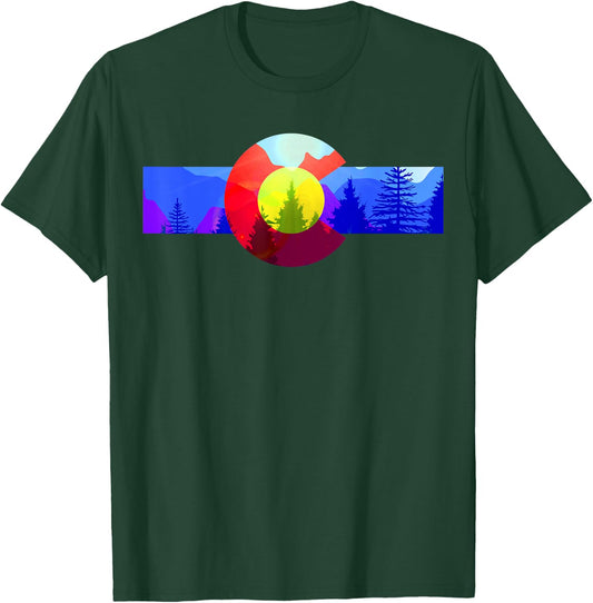 Colorado Flag Retro Vintage Colorful Design - MCMA T-Shirt - T-Shirt | Forest