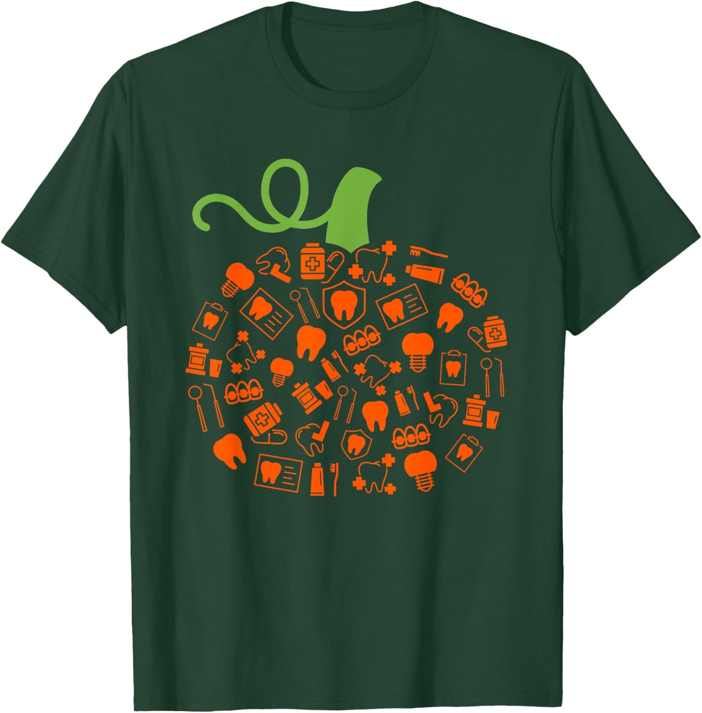 Teeth Ghost Pumpkin Witch Dental Halloween Dentist Dental T-Shirt - T-Shirt | Forest