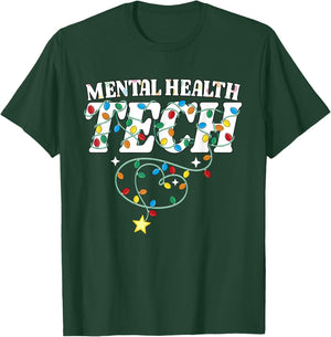 Mental Health Tech Christmas Psychiatric Technologist Squad T-Shirt - T-Shirt | Forest