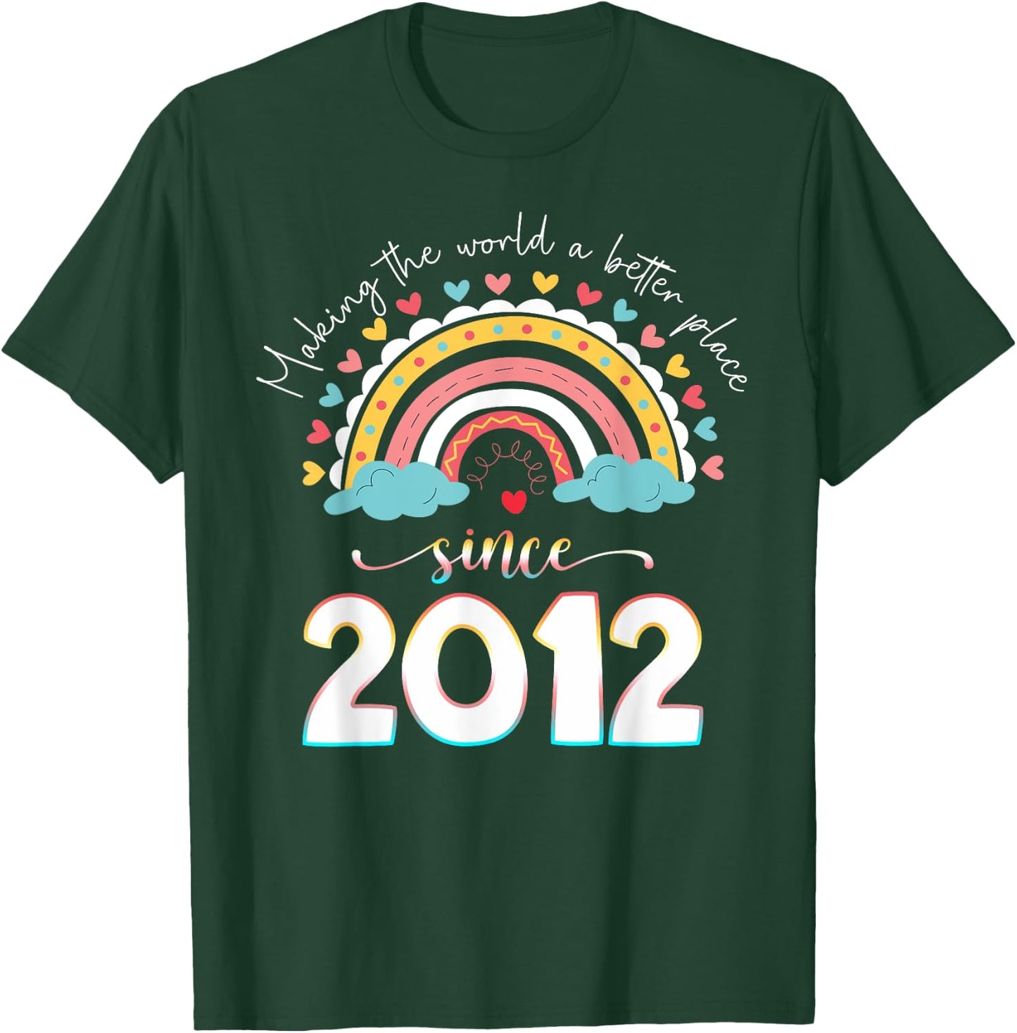 Happy 12th Bday Making The World A Better Place Since 2012 T-Shirt - T-Shirt | Forest