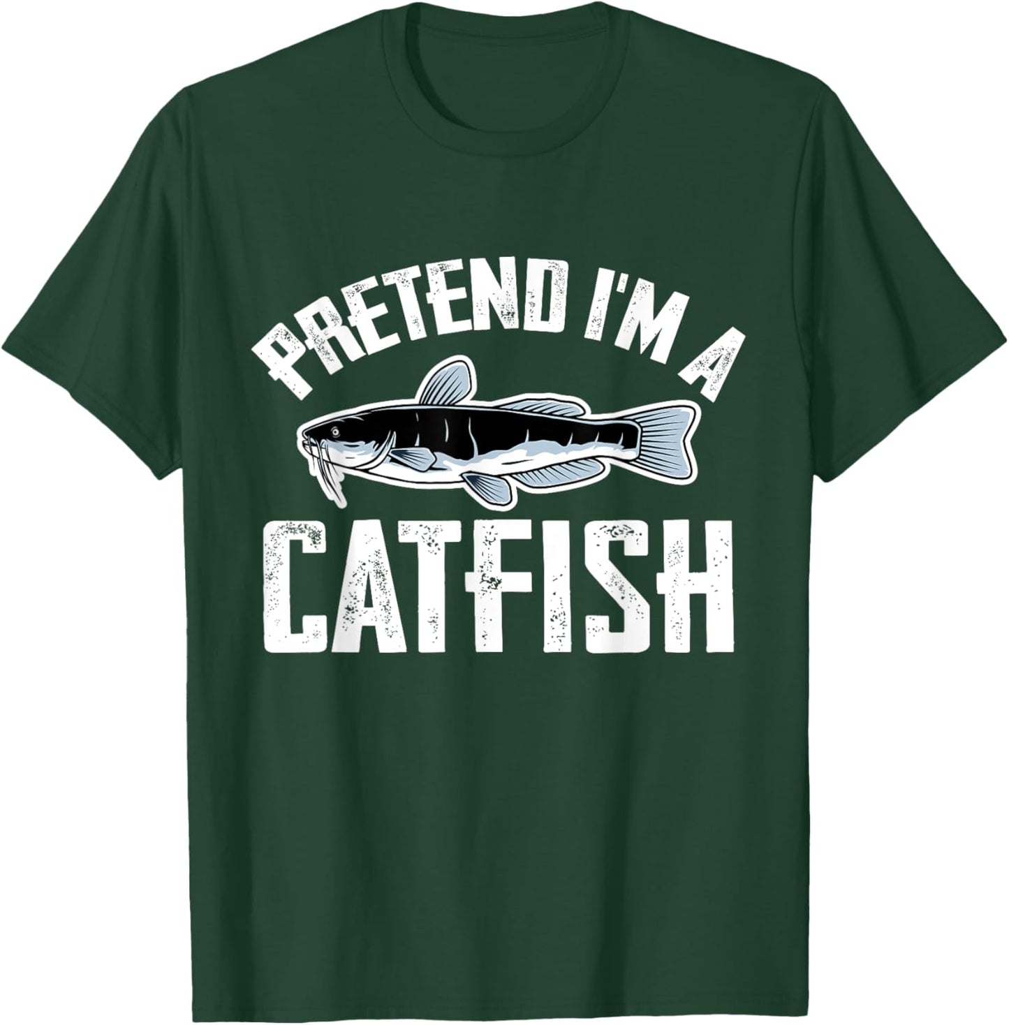 Pretend I'm A Catfish Easy Costume Funny Catfish Halloween T-Shirt - T-Shirt | Forest