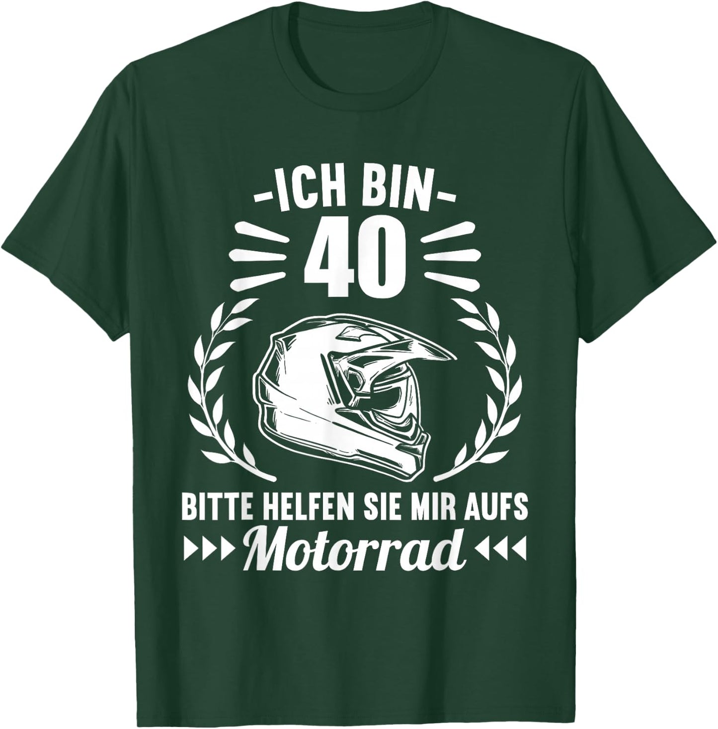 Ich bin 40 bitte helfen Sie mir aufs Motorrad 40 Geburtstag T-Shirt - T-Shirt | Forest