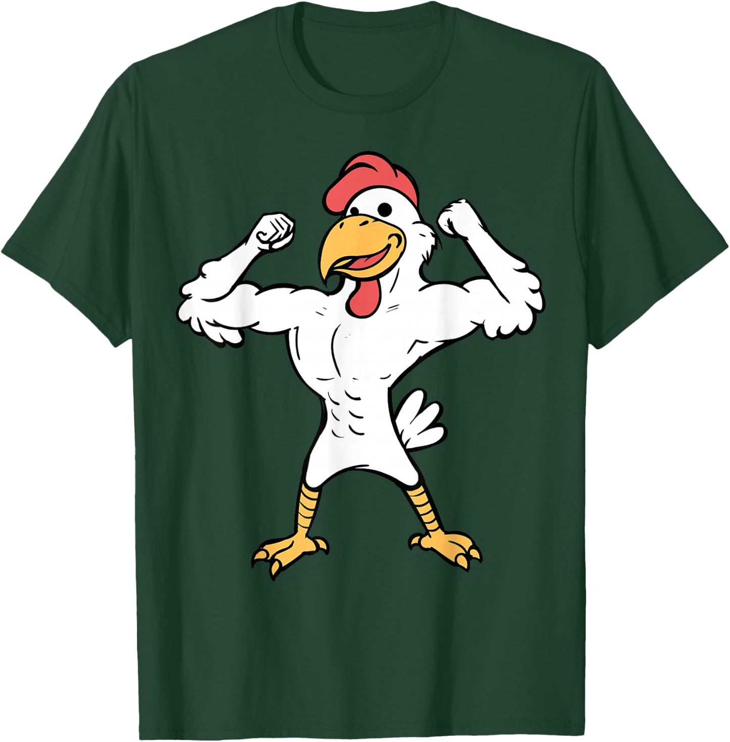 Muscle Chicken Muscle Chicken Flexing Fitness Cartoon T-Shirt - T-Shirt | Forest