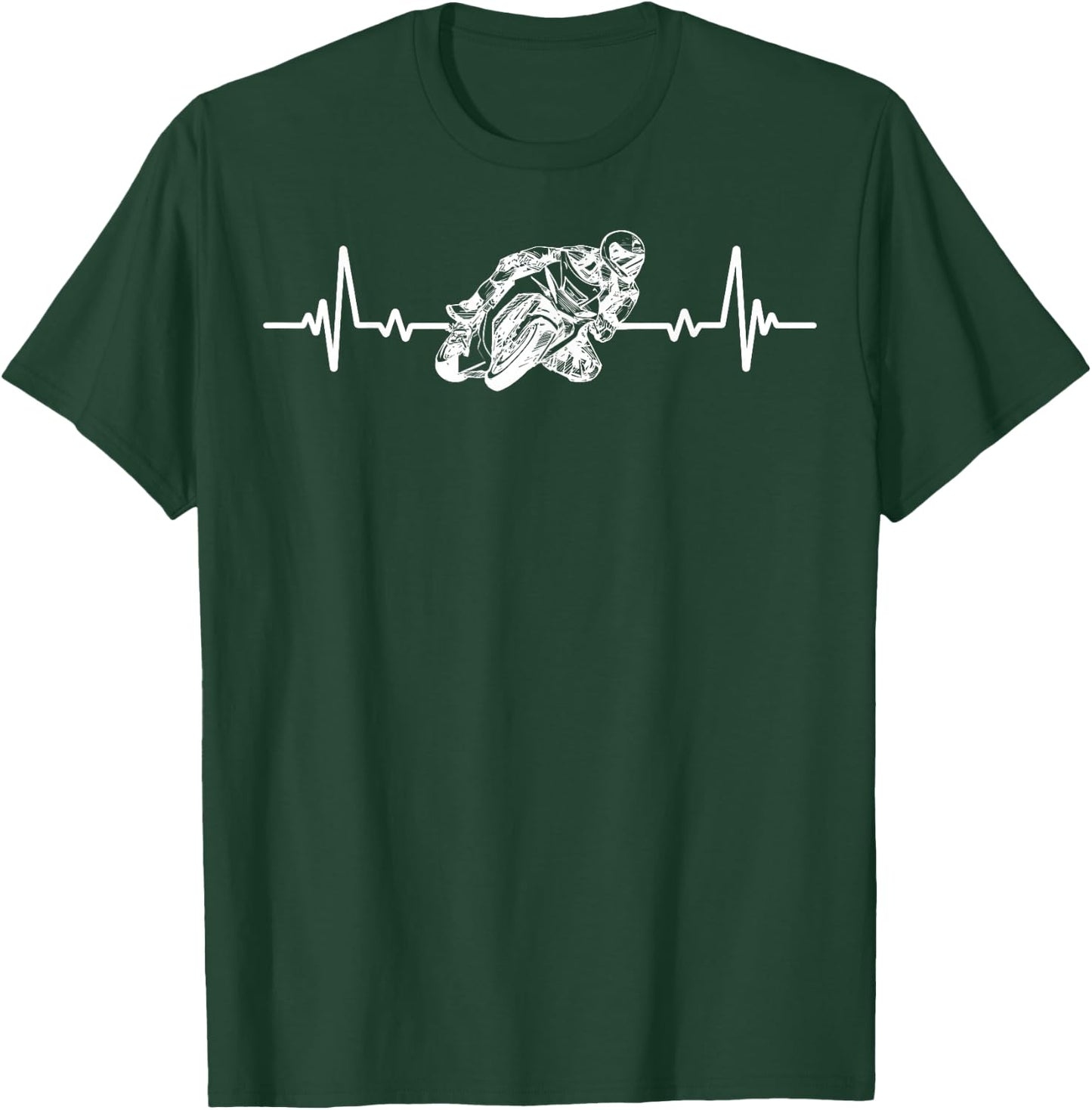 Motorcycle Racing Heartbeat Motorcycle Racing Biker Humour T-Shirt - T-Shirt | Forest