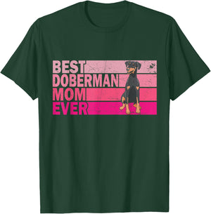 Best Natural Ear Doberman Dog Mom Ever Pink Vintage T-Shirt - T-Shirt | Forest