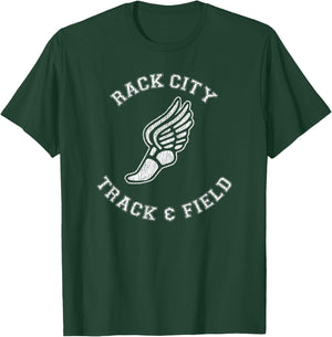 Rack City Track & Field Distressed Retro Classic 80s T-Shirt - T-Shirt | Forest