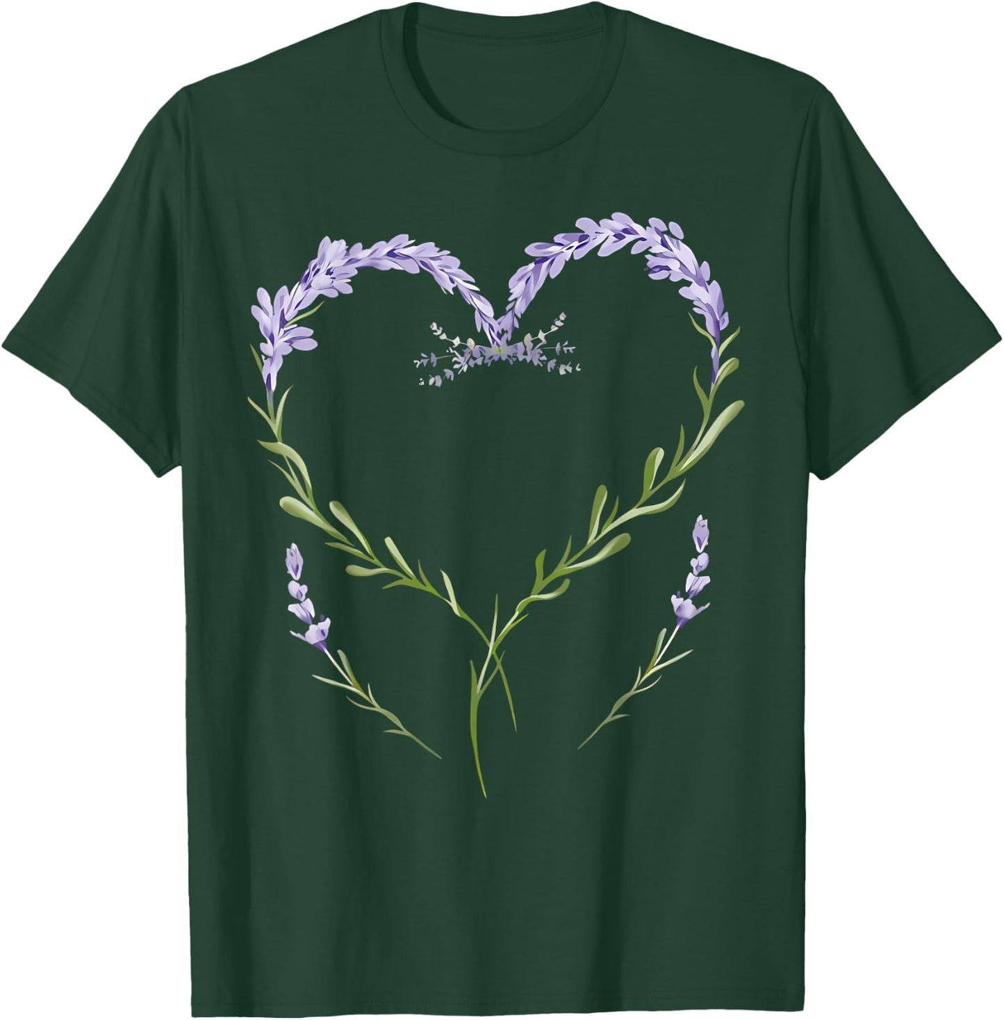 Vintage Botanical Heart Lavender Flower Gardening Floral T-Shirt - T-Shirt | Forest