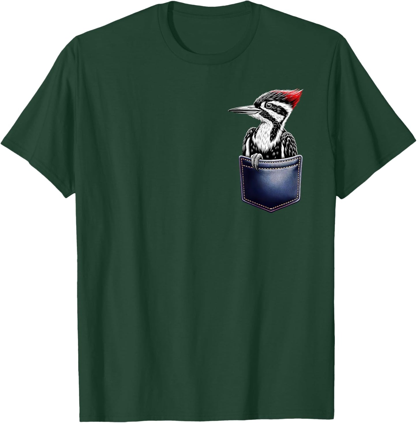 Pileated Woodpecker in Pocket Bird Lover Watcher Birding T-Shirt - T-Shirt | Forest