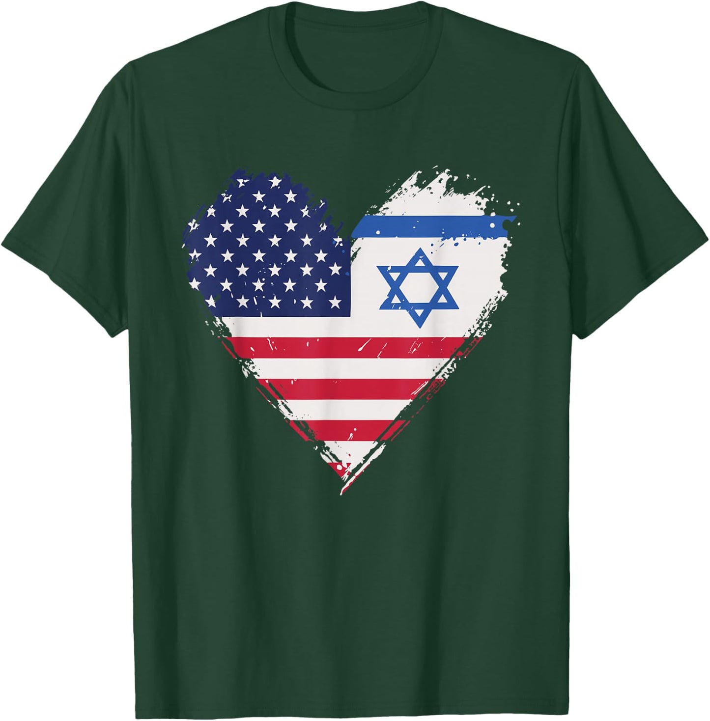 Vintage Grunge American Israel Alliance Flags in Heart T-Shirt - T-Shirt | Forest