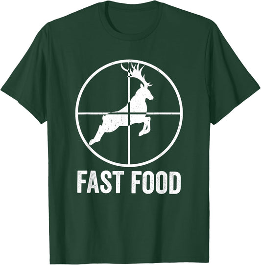 Deer Bow Hunting Fast Food Fun Hunter Christmas Men Gift T-Shirt - T-Shirt | Forest