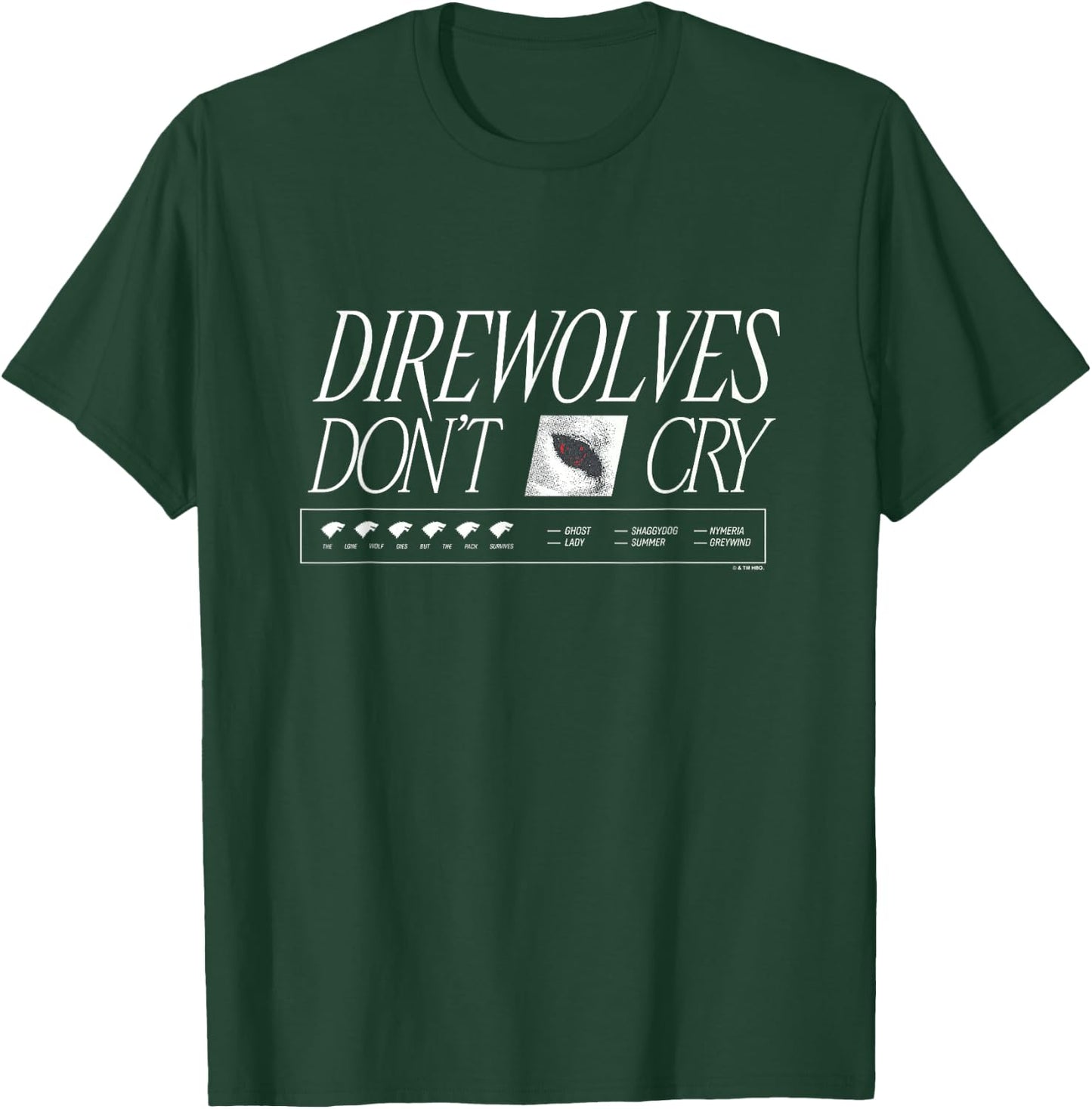 Game Of Thrones Direwolves Don't Cry House Stark Text Logo T-Shirt - T-Shirt | Forest