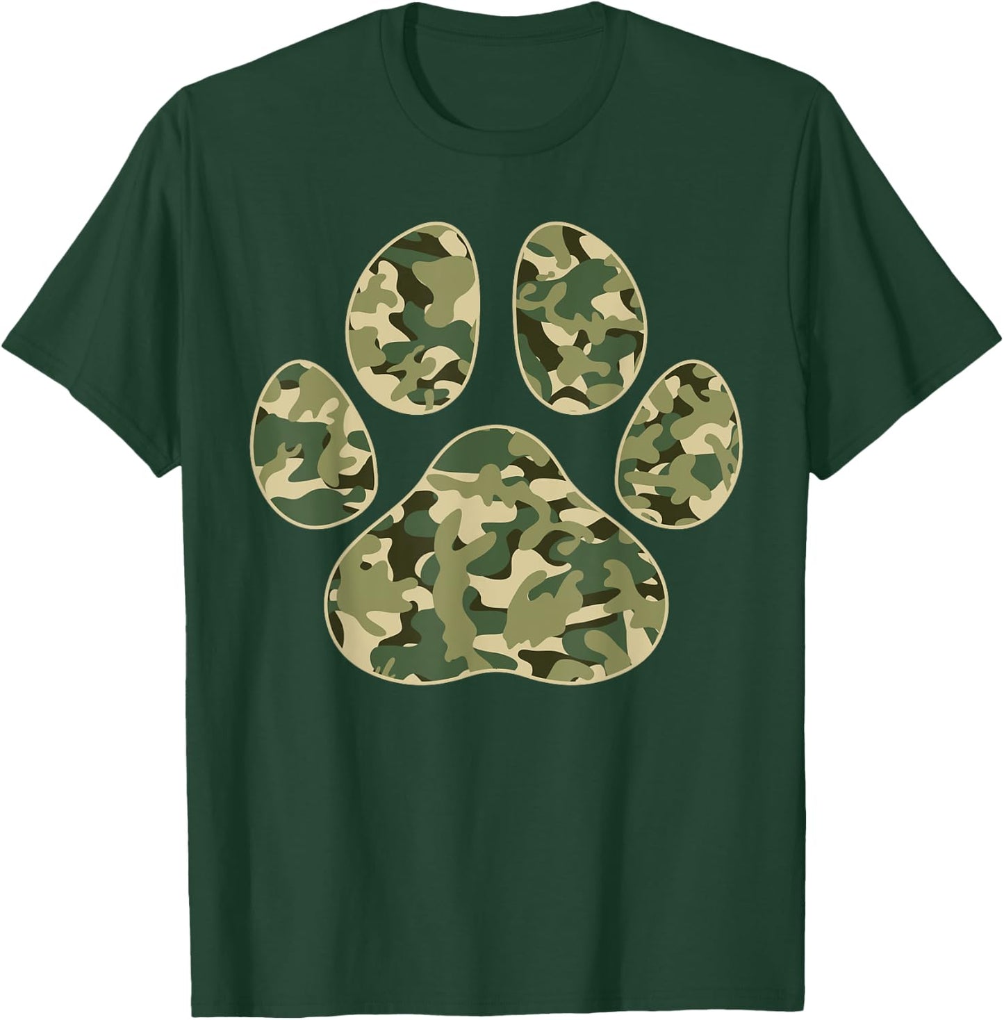 Cute Camo Paw Print Pet Owner Camouflage Paw Print Dog Lover T-Shirt - T-Shirt | Forest
