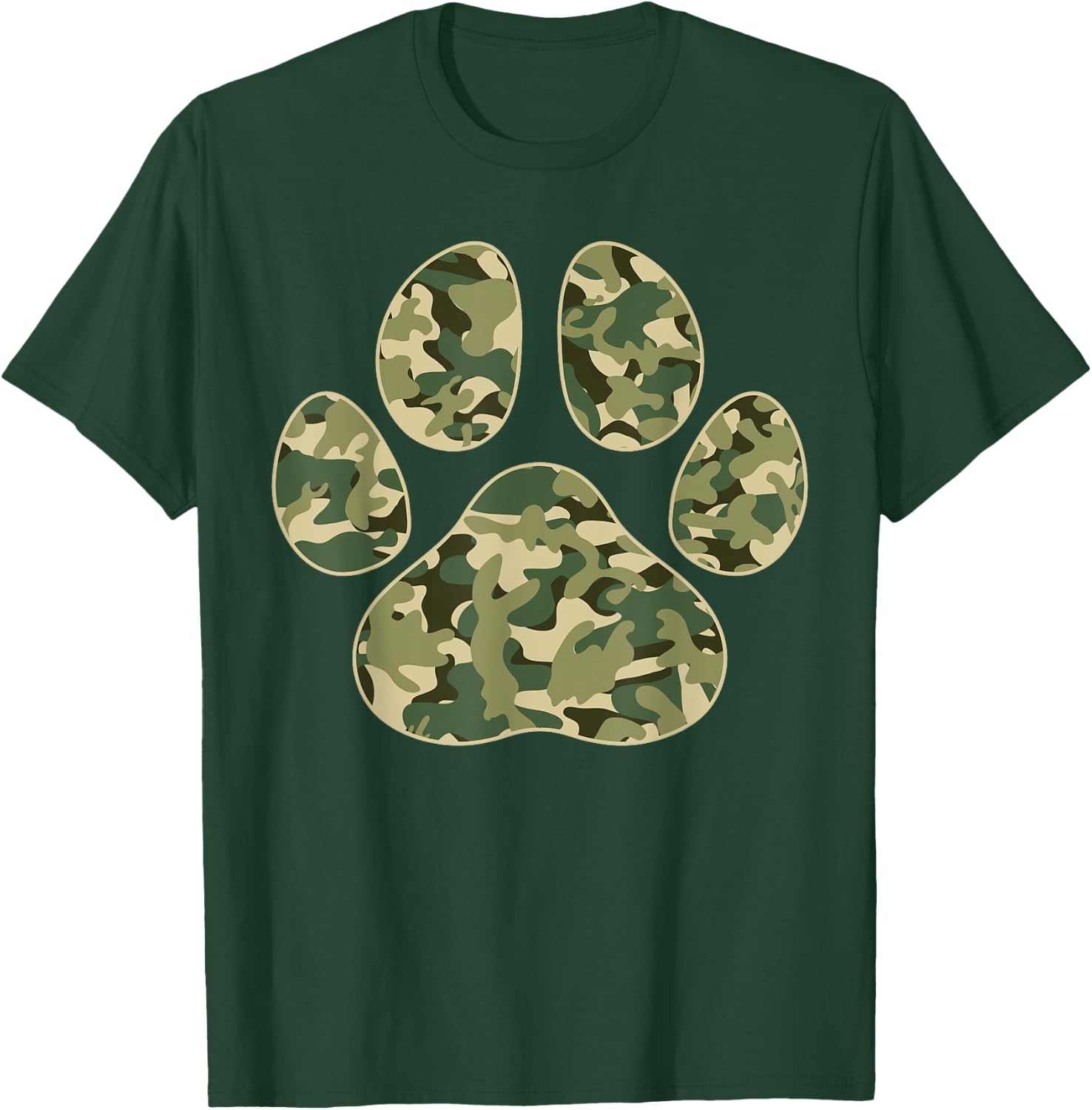 Cute Camo Paw Print Pet Owner Camouflage Paw Print Dog Lover T-Shirt - T-Shirt | Forest