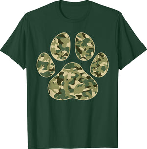 Cute Camo Paw Print Pet Owner Camouflage Paw Print Dog Lover T-Shirt - T-Shirt | Forest