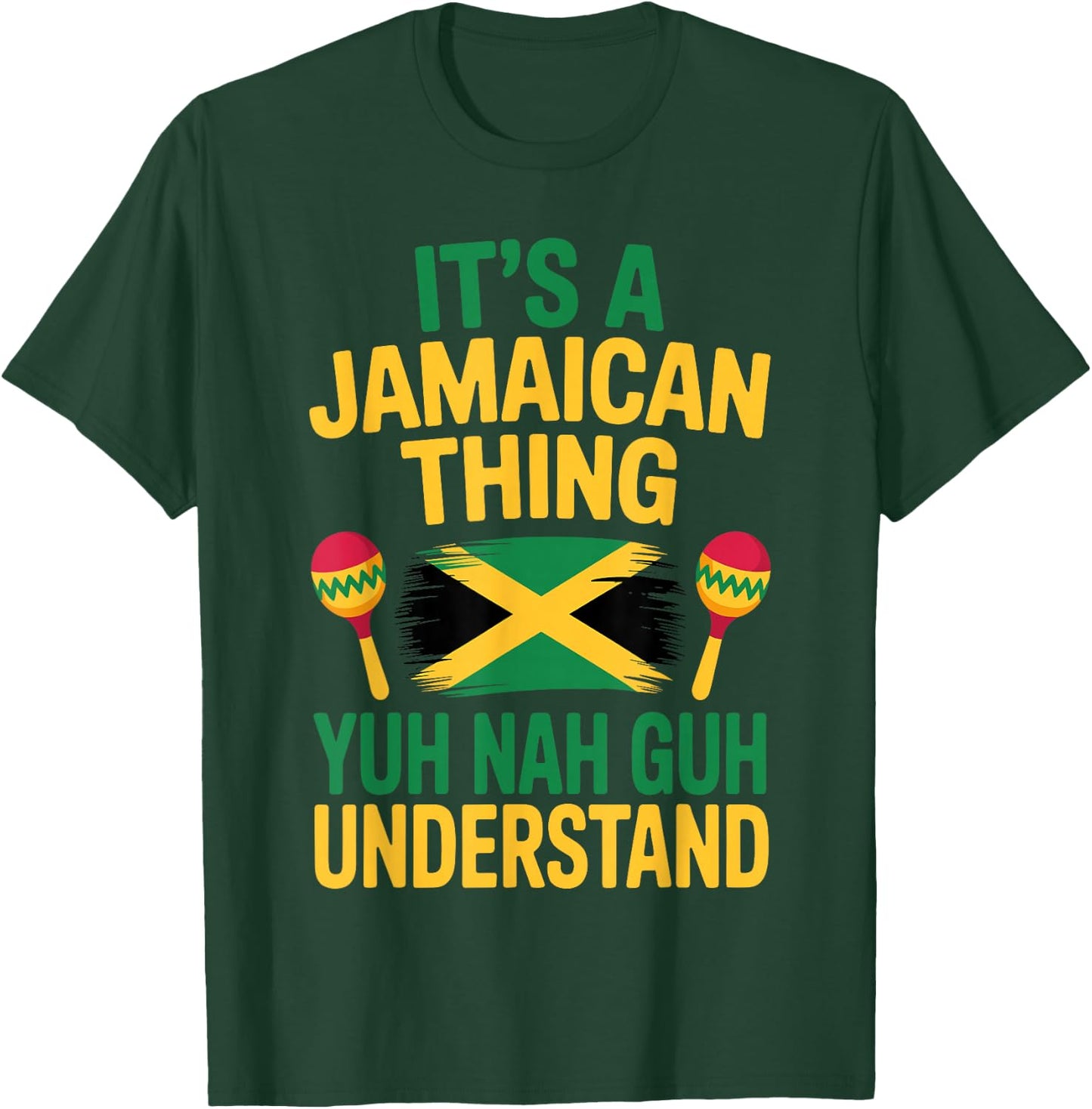 Cool Jamaican Design Women Jamaica Flag Jamaican T-Shirt - T-Shirt | Forest