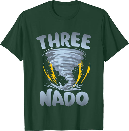 Three-nado Warning 3rd Birthday Tornado Themed Birthday T-Shirt - T-Shirt | Forest