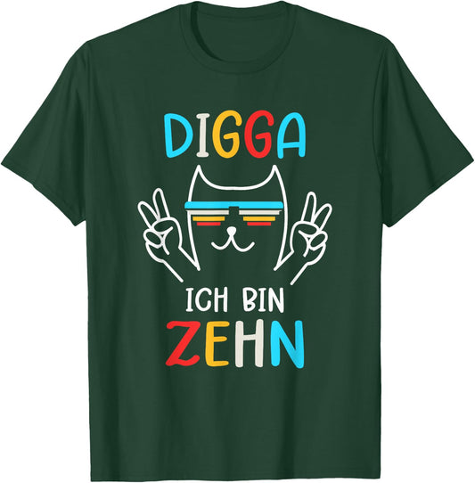 10 Jahre Geburtstag Junge Digga Ich Bin Zehn T-Shirt - T-Shirt | Forest