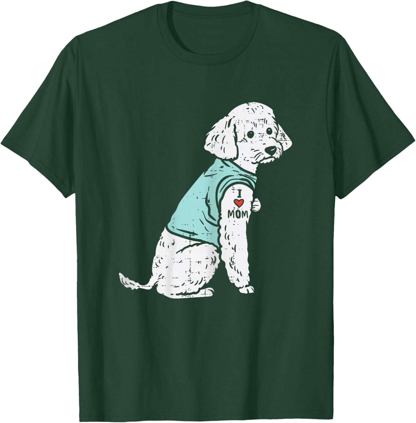 Poodle I Love Mom Tattoo Cute Pet Dog Owner Lover Women Gift T-Shirt - T-Shirt | Forest