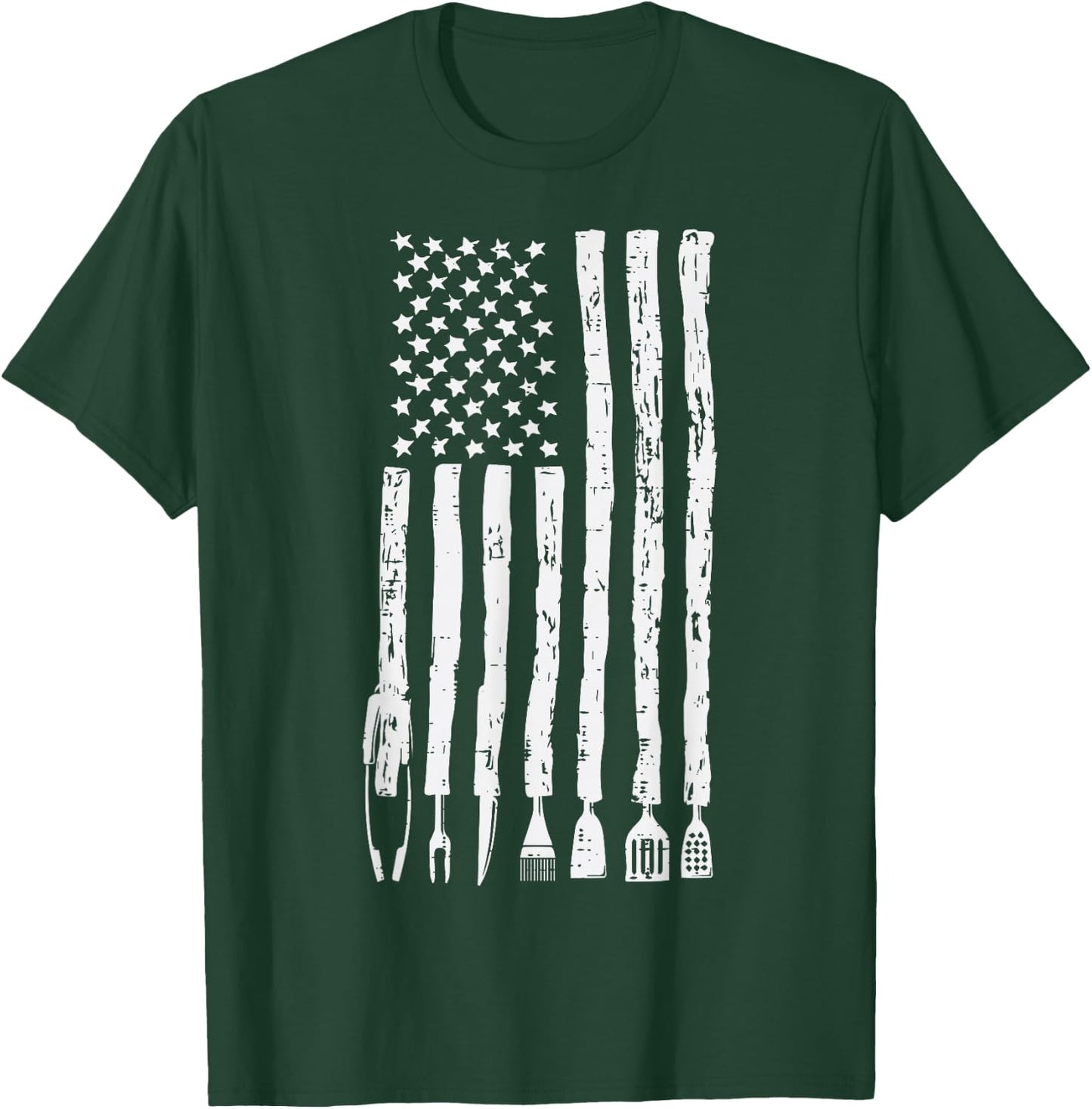 US Flag Grilling Tools Bbq Barbecue Patriotic Men Women Kids T-Shirt - T-Shirt | Forest