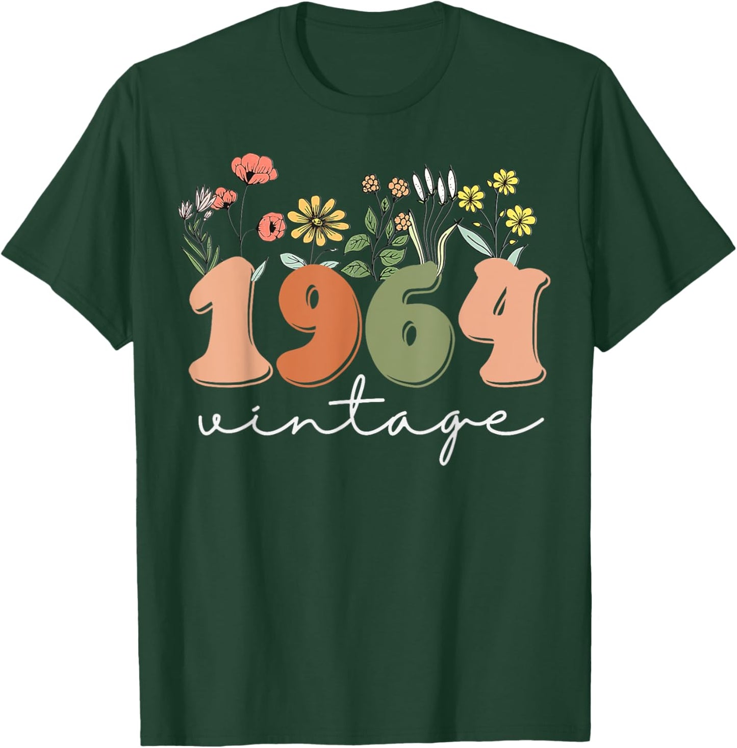 Vintage 1964 Wildflower Retro 60 Birthday T-Shirt - T-Shirt | Forest
