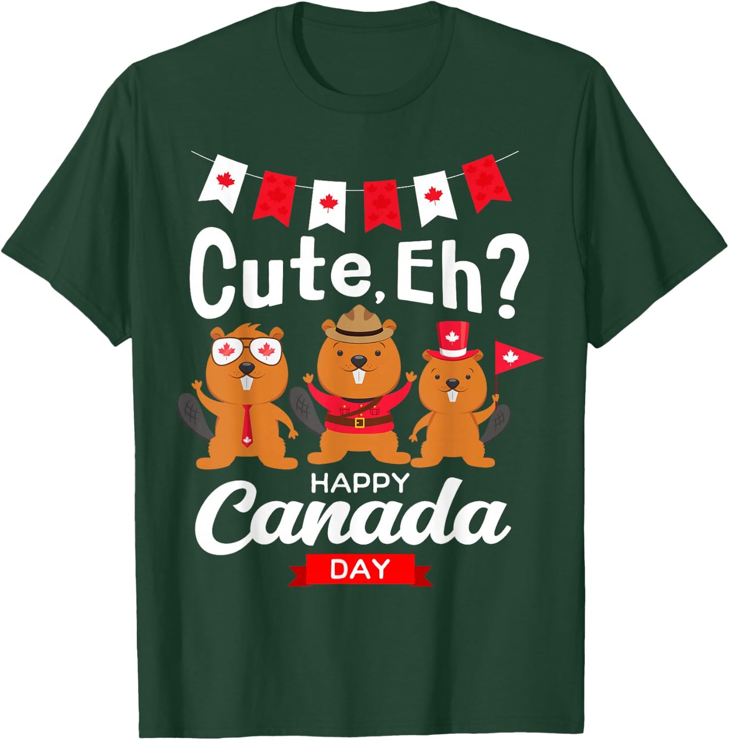 Cute Eh Happy Canada day Flag for Boys girls Kids Toddler T-Shirt - T-Shirt | Forest