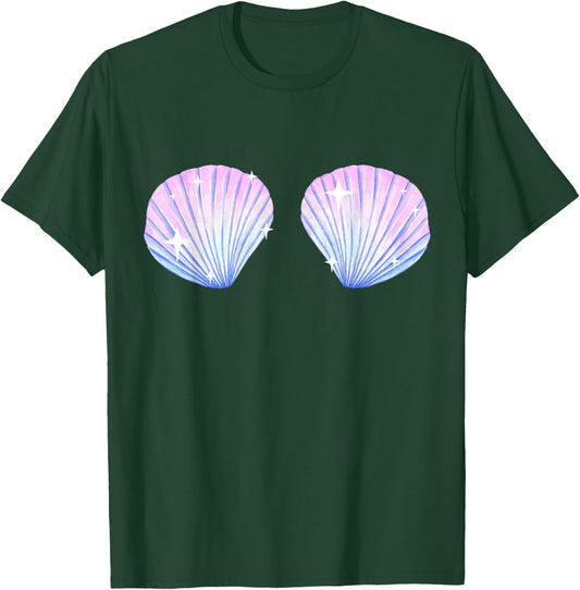 Seashell Mermaid Bra Brassiere Bikini Clam Shell T-Shirt - T-Shirt | Forest