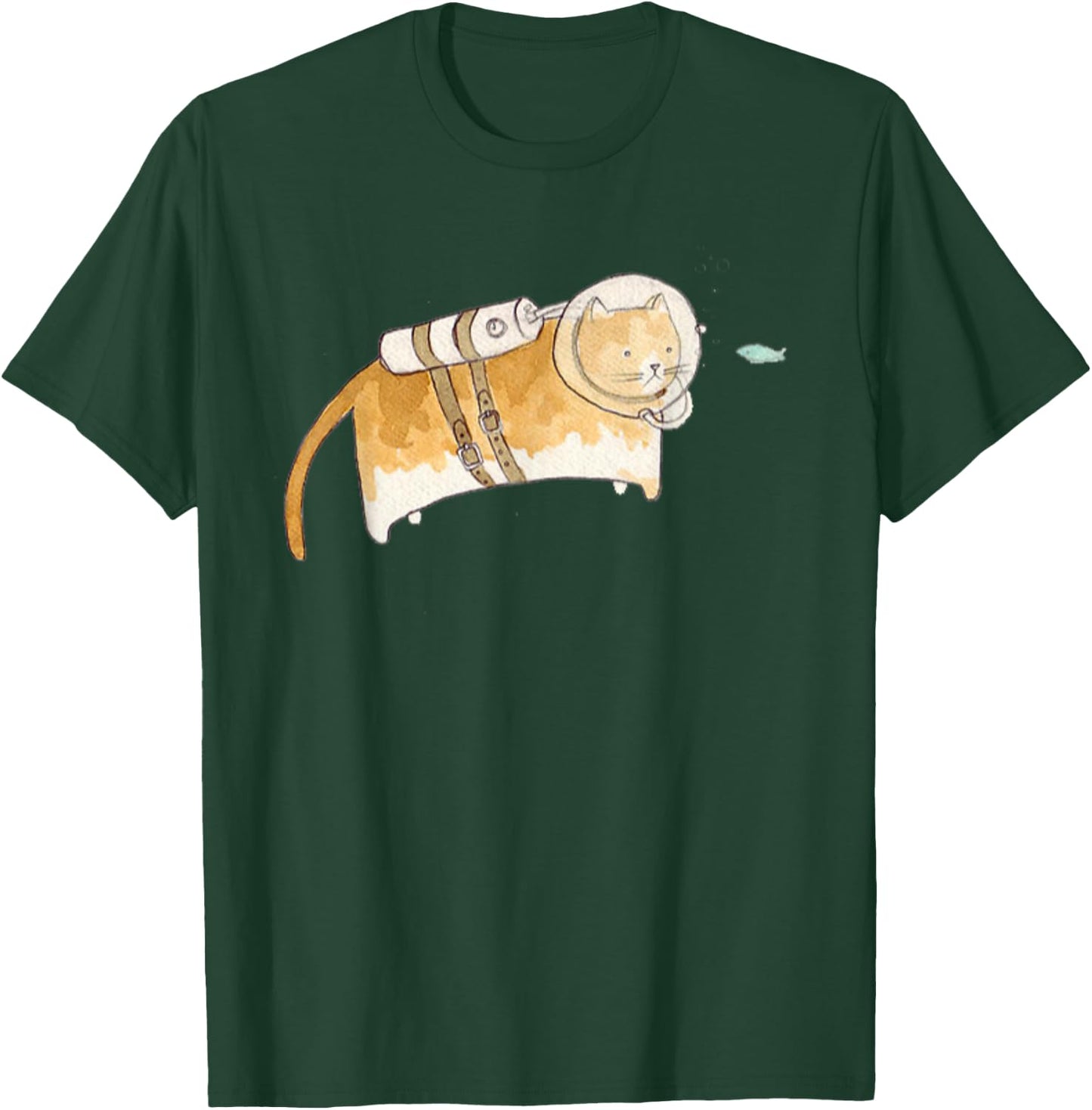 Scuba Cat Diving | Funny Scuba Diving Underwater Women Girls Kids T-Shirt - T-Shirt | Forest