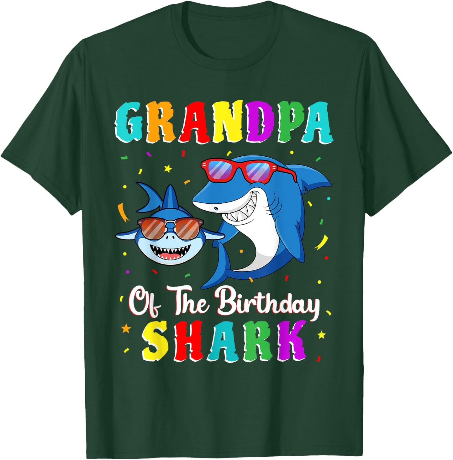 Grandpa Of The Shark Birthday Family Birthday Grandson T-Shirt - T-Shirt | Forest
