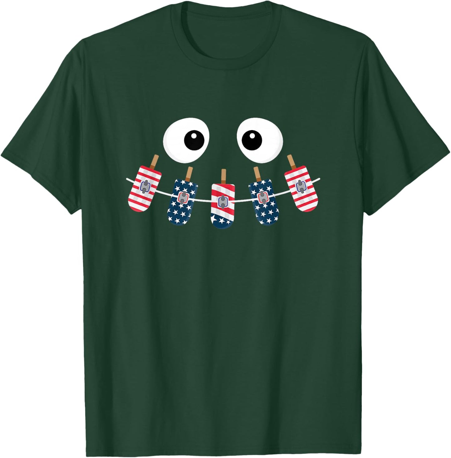 Orthodontist 4th of July Dental Brace Rubber Bands Popsicle T-Shirt - T-Shirt | Forest