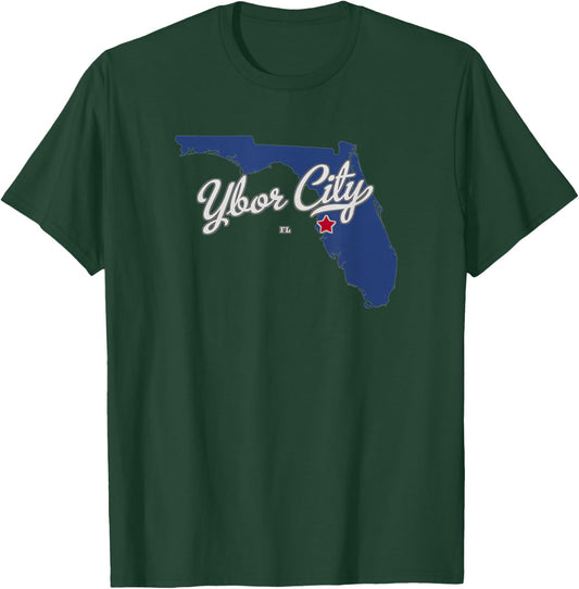 Ybor City Florida Tampa FL Map T-Shirt - T-Shirt | Forest