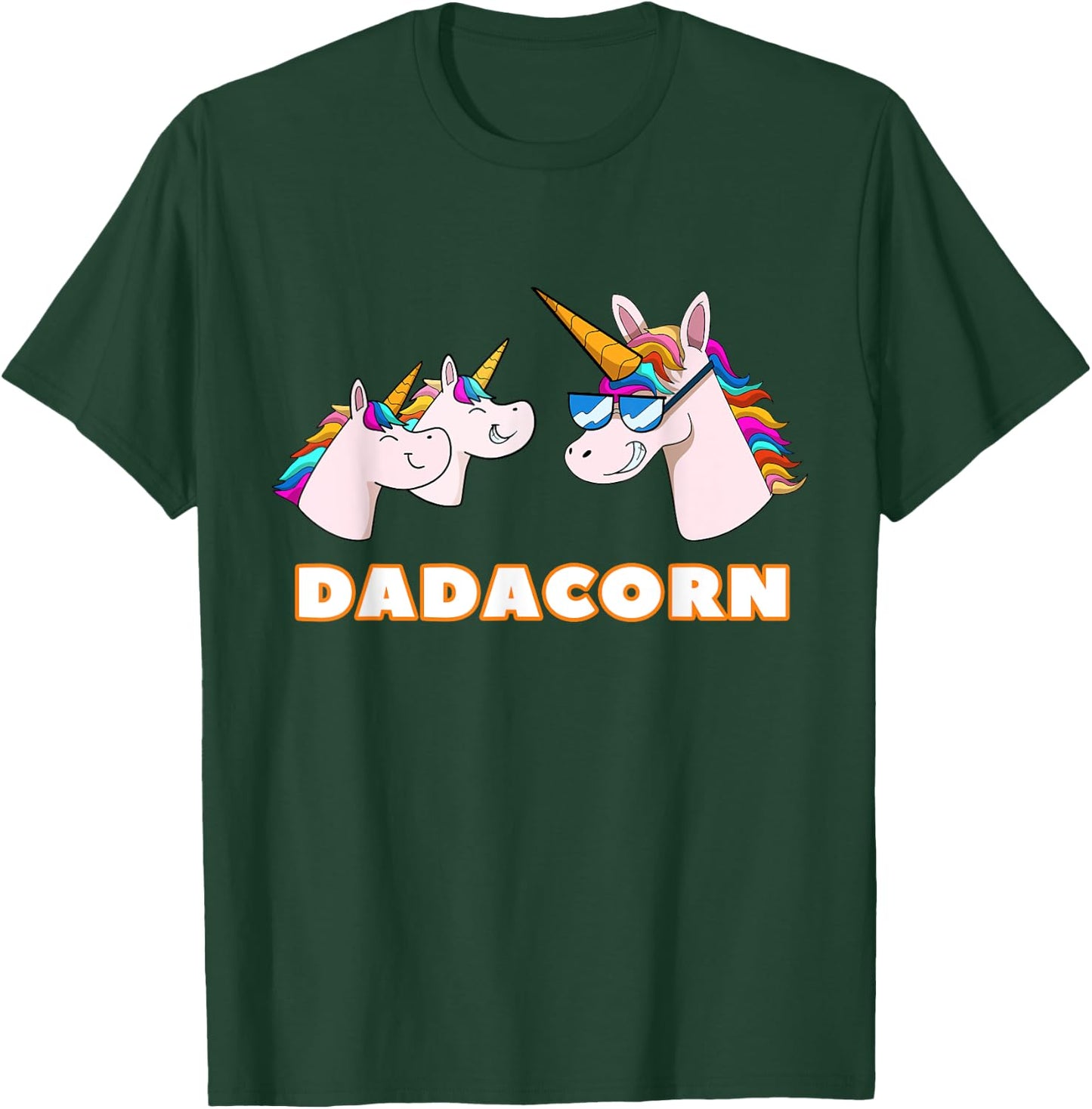 Dadacorn Daddy Unicorn 2 Children Father's Day Dad T-Shirt - T-Shirt | Forest