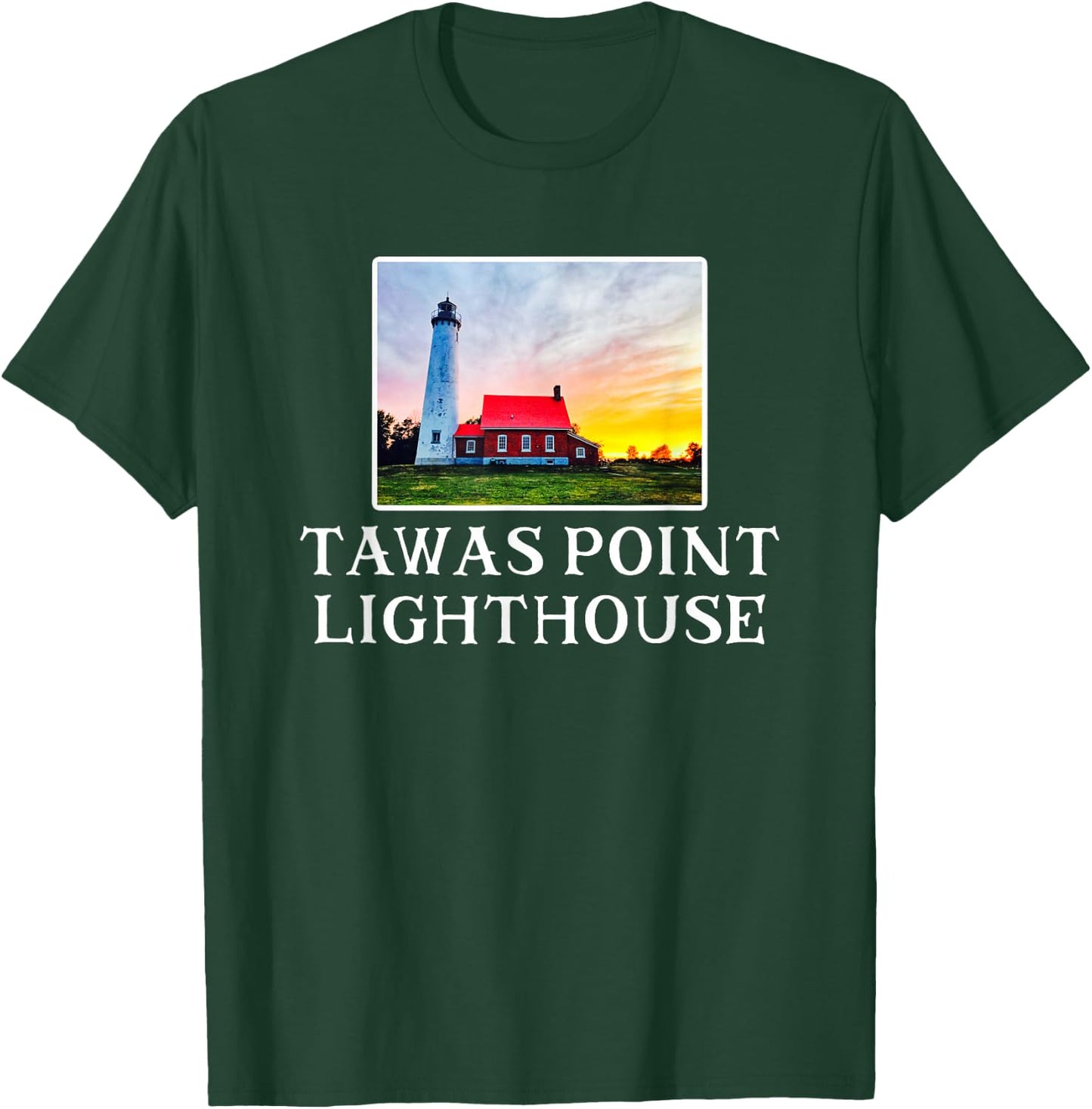 Tawas Point Lighthouse Up North Michigan Lake Huron T-Shirt - T-Shirt | Forest