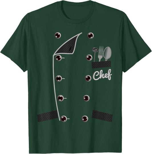 Chef Uniform Jacket Faux Funny Chef Shirt for Cooking , black T-Shirt - T-Shirt | Forest