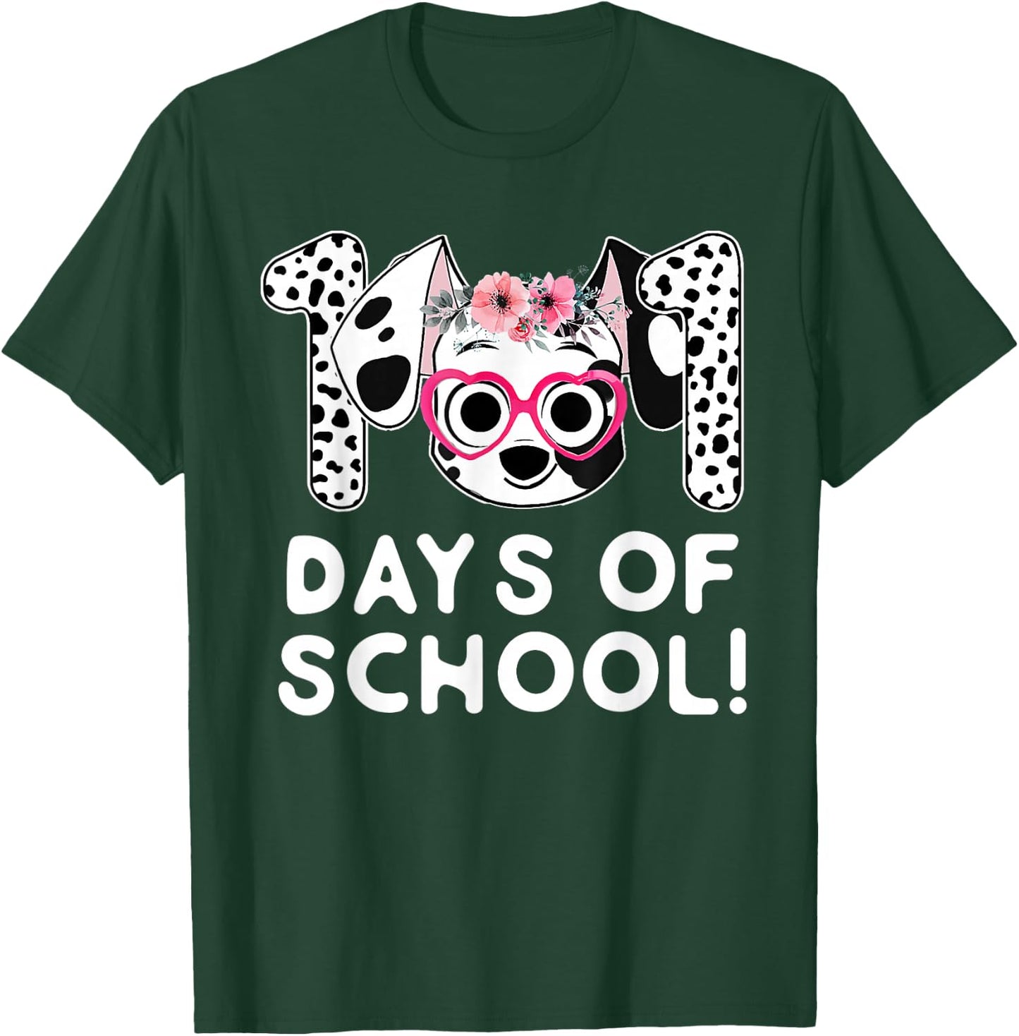 101 Days School Cute Dog Happy 100 Days Teacher Student Kids T-Shirt - T-Shirt | Forest