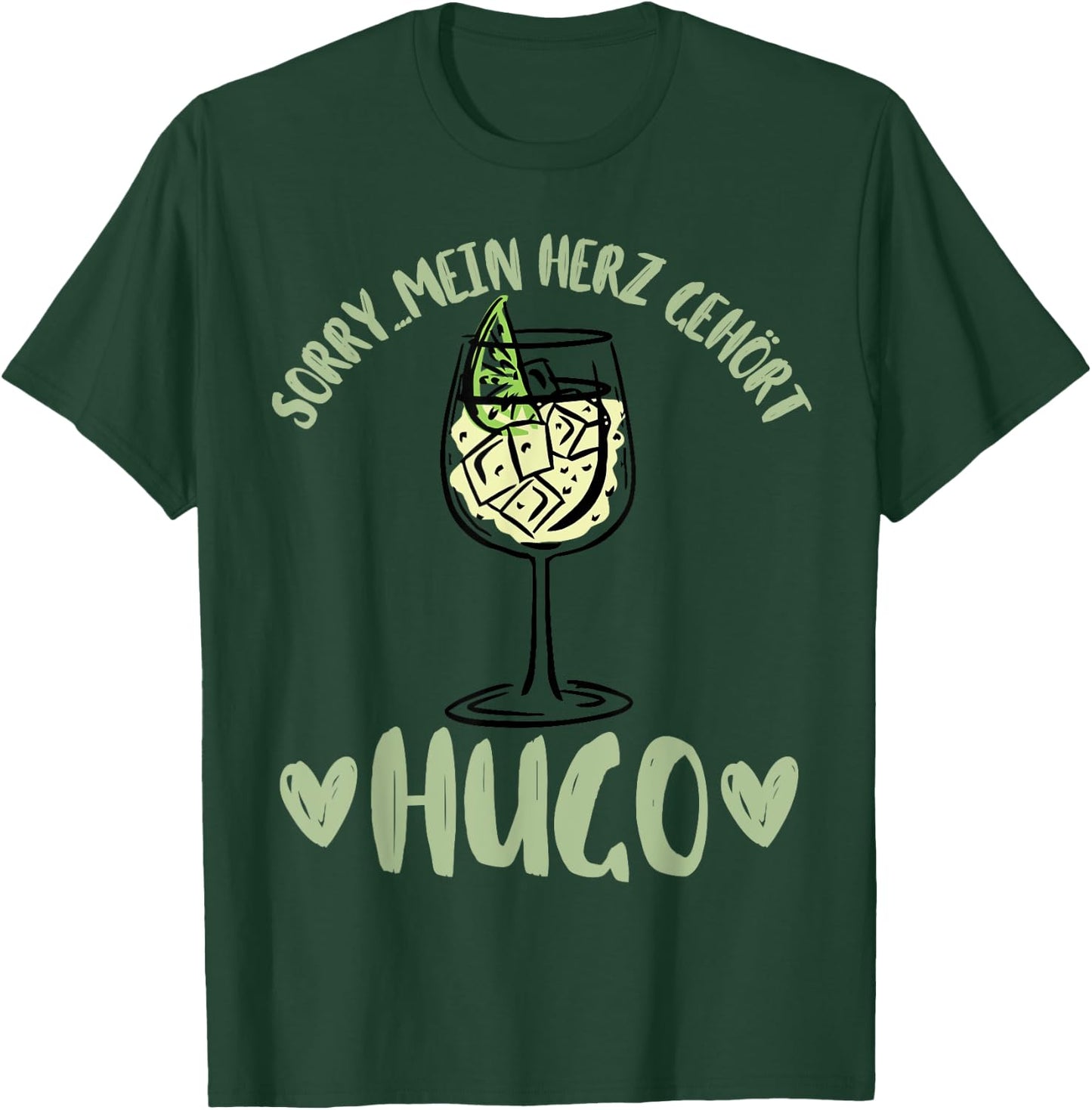 Summer with German Text "Mein Herz Gehört Hugo Spritz Sekt Elderblüte Wein", gray T-Shirt - T-Shirt | Forest