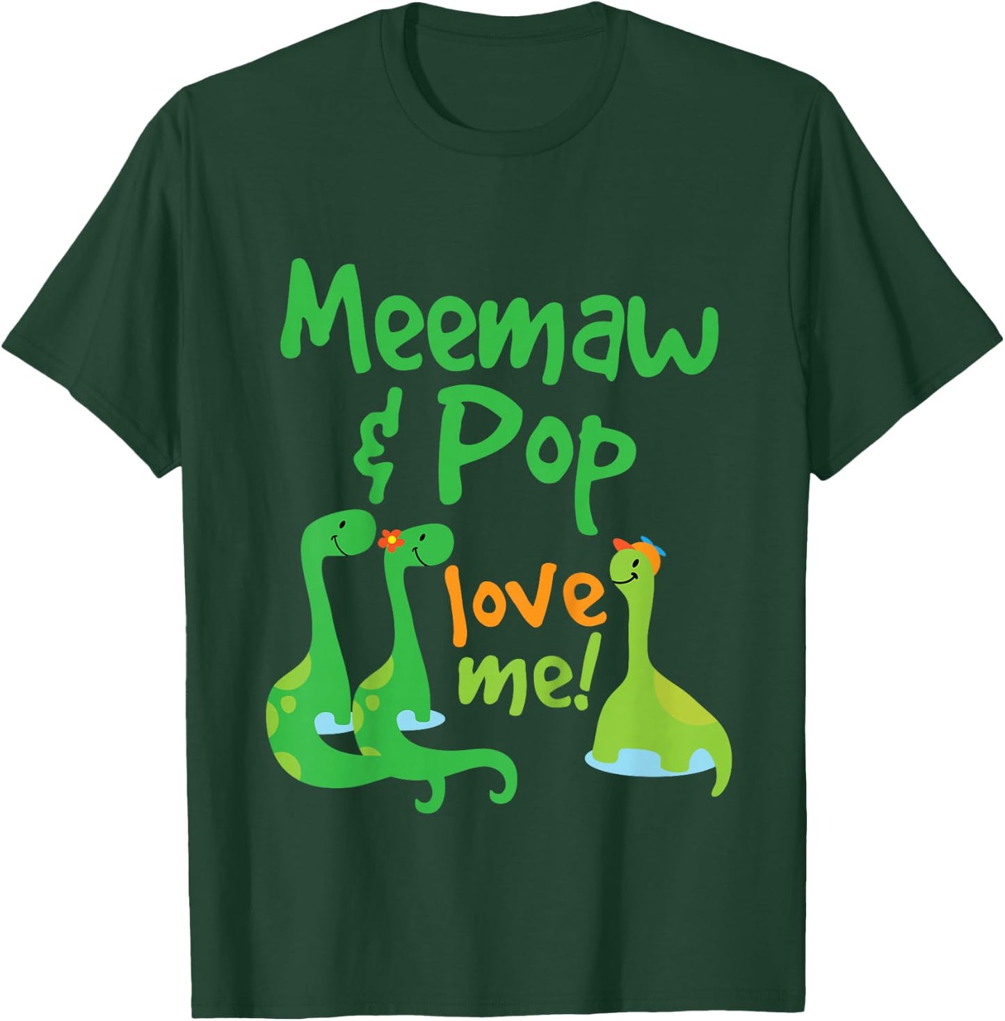 Kids Meemaw And Pop Grandson Dinosaur T-Shirt - T-Shirt | Forest