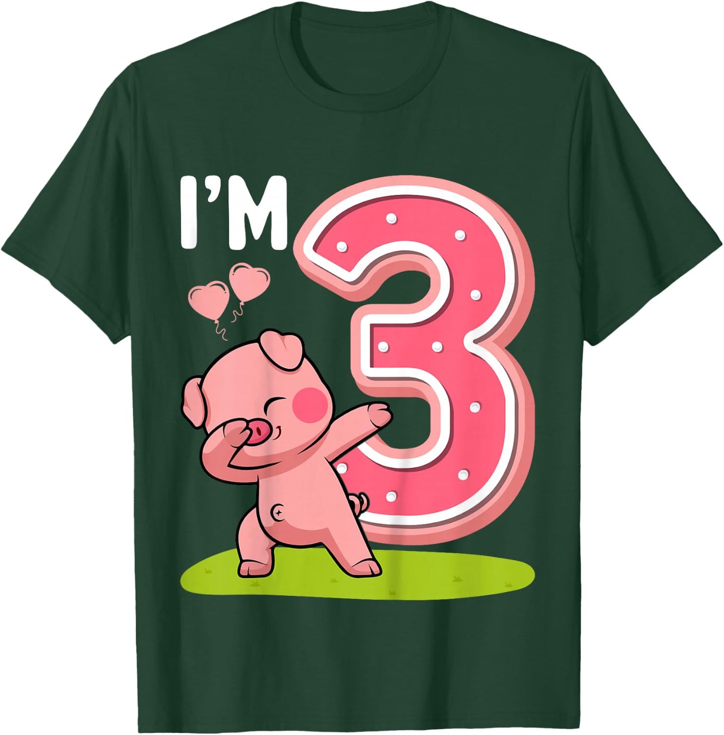 I'm 3 Years Old Dabbing Pig 3rd Birthday Party Toddler T-Shirt - T-Shirt | Forest