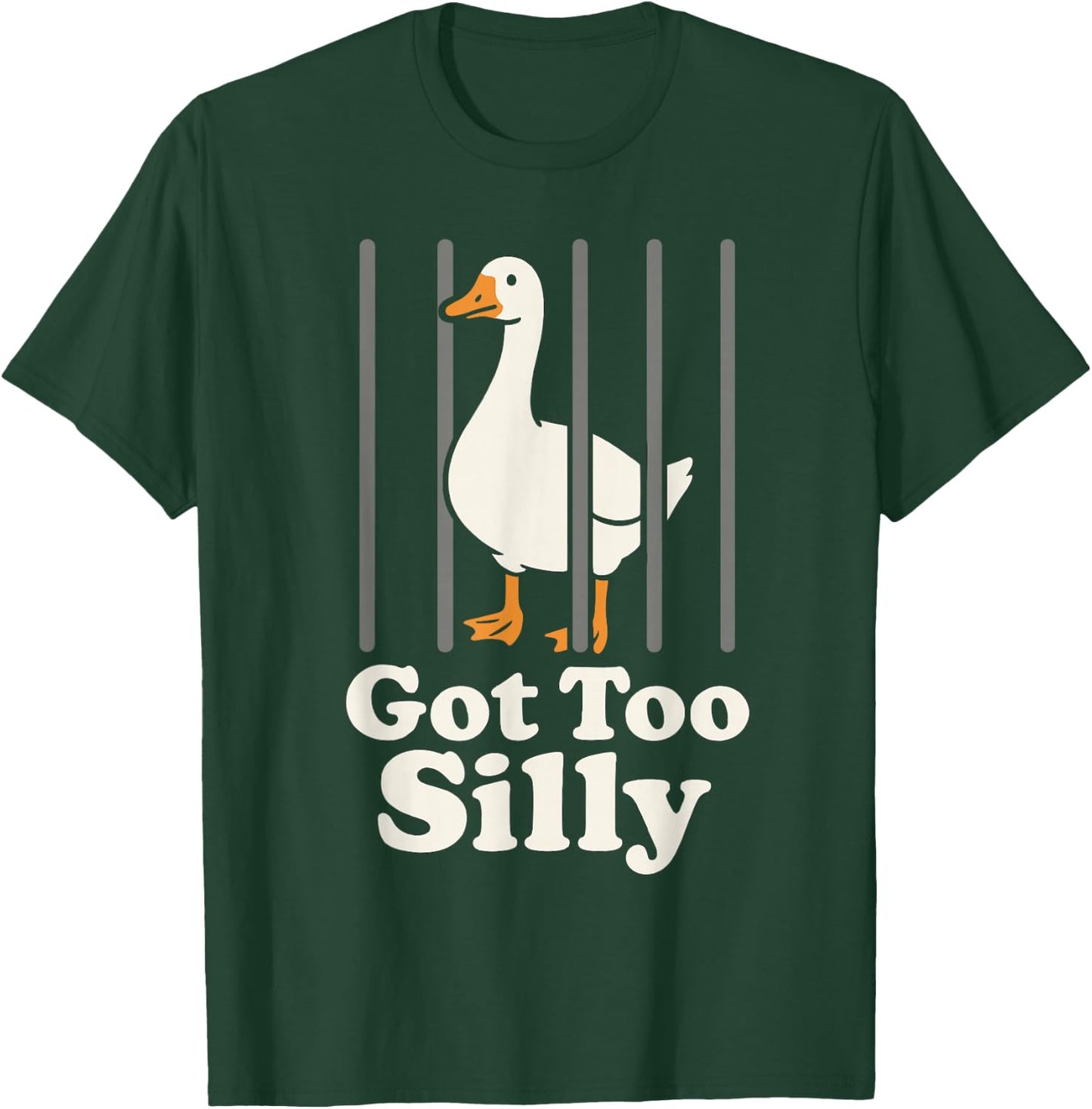 Got Too Silly Cartoon Goose Behind Bars Humor Animal Lovers T-Shirt - T-Shirt | Forest