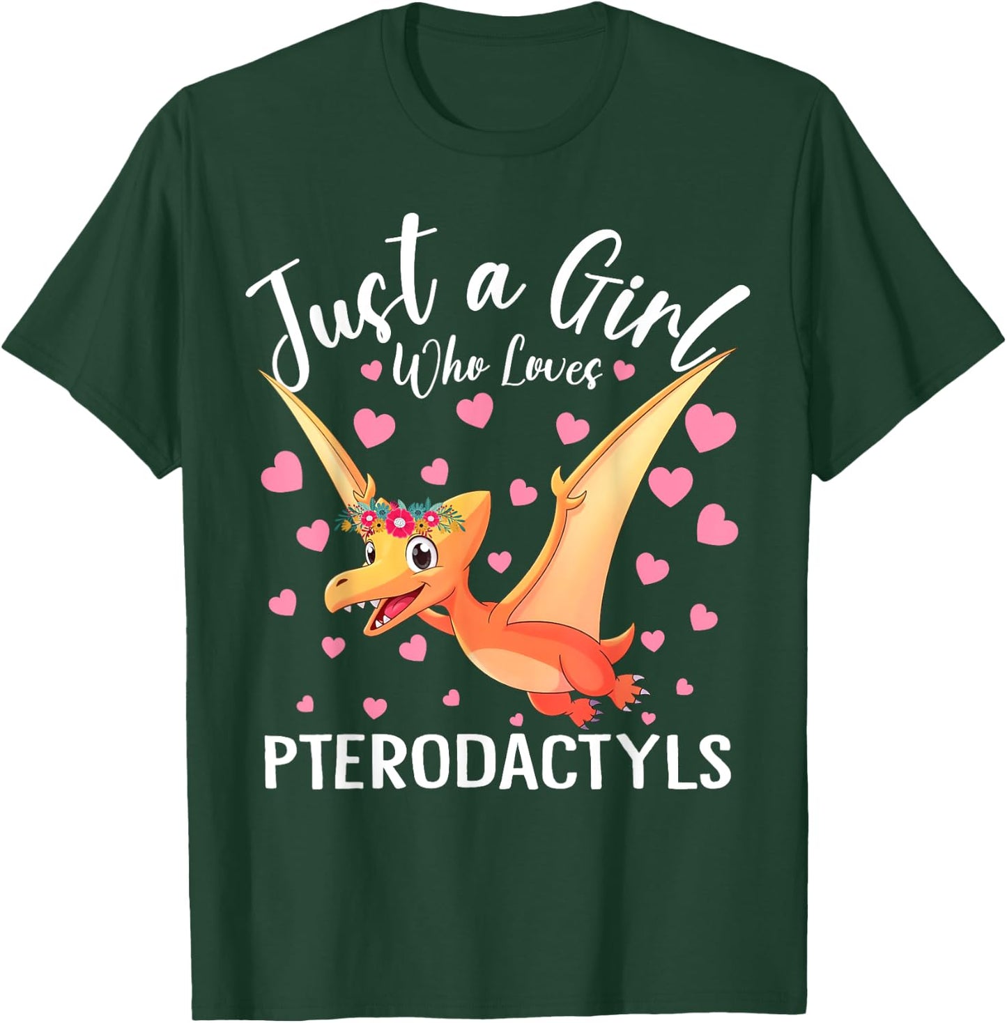 Just A Girl Who Loves Pterodactyls Women Girls Dinosaur Bird T-Shirt - T-Shirt | Forest