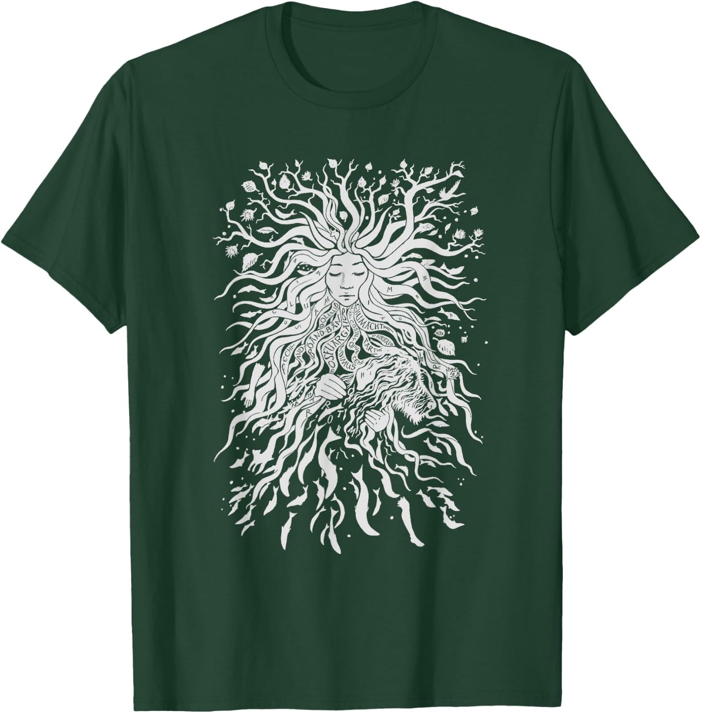 Rebel Goddess t-léine Irish River Boyne Goddess Bóinn T-Shirt - T-Shirt | Forest