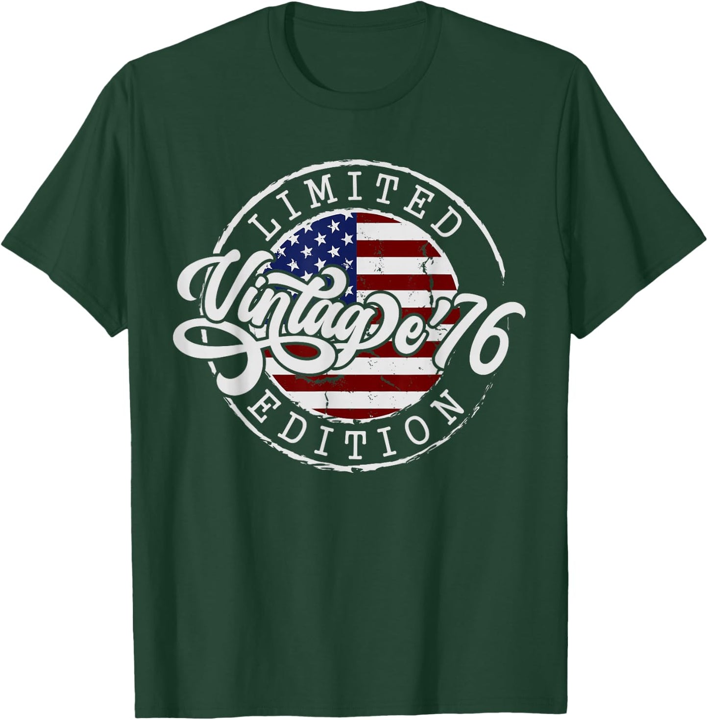 50th Birthday Vintage 1976 US Flag 50 Year Old Born in 1976 T-Shirt - T-Shirt | Forest