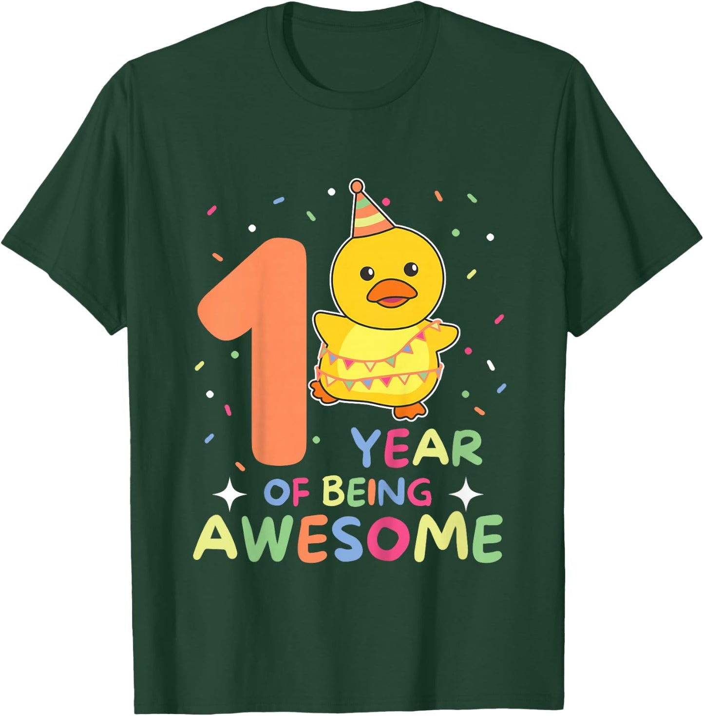 1st Birthday Duck For Kids One Year Old Duck T-Shirt - T-Shirt | Forest