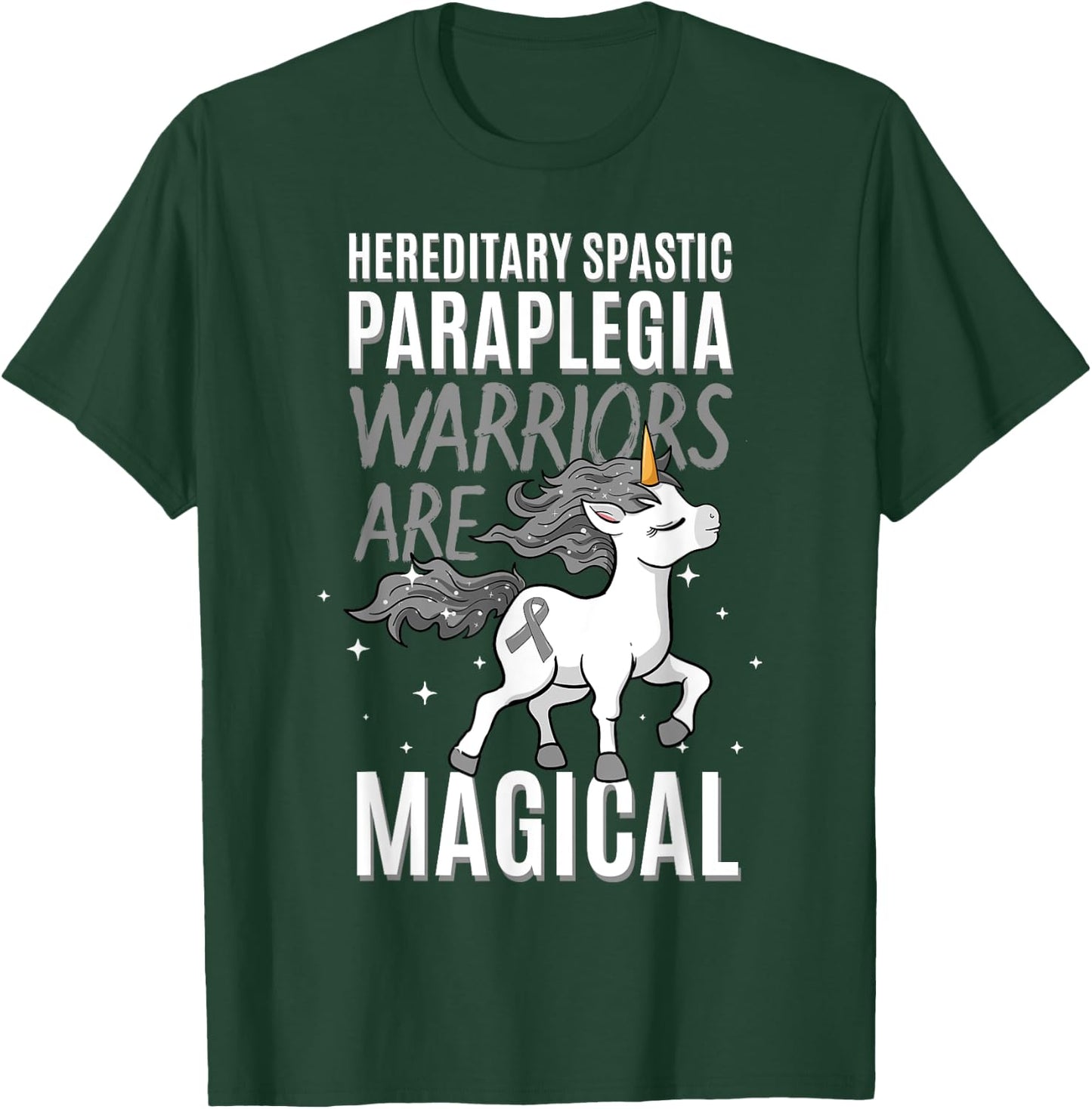 Hereditary Spastic Paraplegia Warrior HSP Awareness Unicorn T-Shirt - T-Shirt | Forest